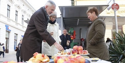 Kedvezményes áron kínálják kiváló portékájukat az almatermelők a Kossuth téren