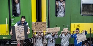 Bicskén hangosan tüntetnek a vonaton éjszakázó migránsok Bicskén hangosan tüntetnek a vonaton éjszakázó migránsok