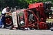 Kanyarodás közben felborult egy traktor és pótkocsija Kanyarodás közben felborult egy traktor és pótkocsija
