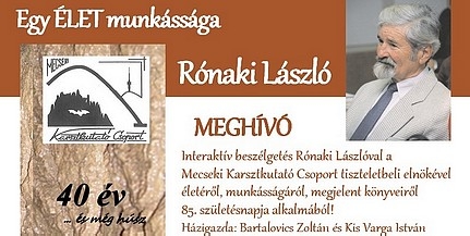 Rónaki László munkásságát mutatják be az Origó-Házban Rónaki László munkásságát mutatják be az Origó-Házban
